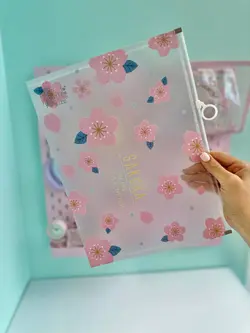 پوشه شفاف گل گلی صورتی