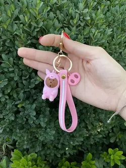 جاکلیدی خرس مهربون لباس صورتی