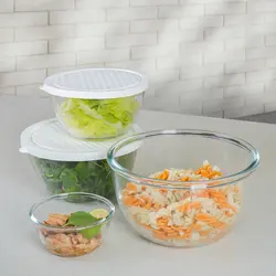 ظروف شیشه ای گرد درب دار