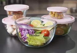 ظروف شیشه ای گرد درب دار