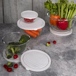 ظروف شیشه ای گرد درب دار