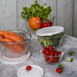 ظروف شیشه ای گرد درب دار