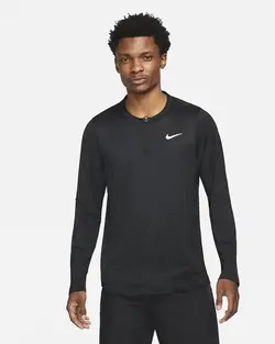 تی شرت نیم زیپ تنیس مردانه نایک NikeCourt Dri-FIT Advantage-مشکی | تنیس ۲۴