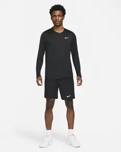 تی شرت نیم زیپ تنیس مردانه نایک NikeCourt Dri-FIT Advantage-مشکی | تنیس ۲۴