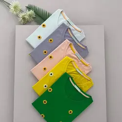 تیشرت لانگ گل برجسته آفتابگردان