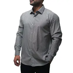 پیراهن آستین بلند یقه کراواتی راه راه DUKE