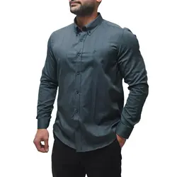 پیراهن آستین بلند یقه دکمه دار طرح راه پلاتین