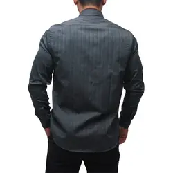 پیراهن آستین بلند یقه دکمه دار طرح راه پلاتین