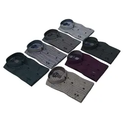 پیراهن آستین بلند یقه دکمه دار طرح راه پلاتین