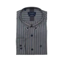 پیراهن آستین بلند یقه دکمه دار طرح راه پلاتین