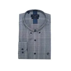 پیراهن آستین بلند یقه دکمه دار طرح راه پلاتین