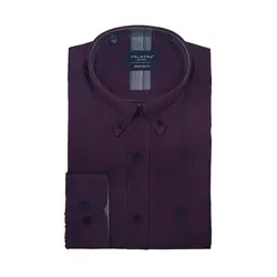 پیراهن آستین بلند یقه دکمه دار طرح راه پلاتین