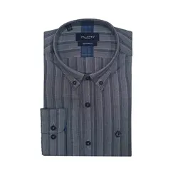 پیراهن آستین بلند یقه دکمه دار طرح راه پلاتین