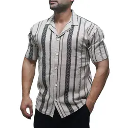 پیراهن آستین کوتاه یقه انگلیسی راه راه ژاکارد ZARA