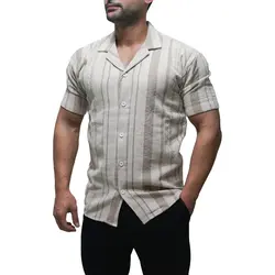 پیراهن آستین کوتاه یقه انگلیسی راه راه ژاکارد ZARA