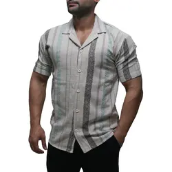 پیراهن آستین کوتاه یقه انگلیسی راه راه ژاکارد ZARA