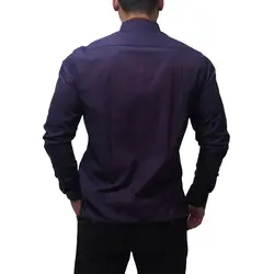 پیراهن آستین بلند یقه دکمه دار راه ریز پلاتین