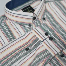 پیراهن آستین بلند  یقه دکمه دار طرحدار راه راه EQUAL