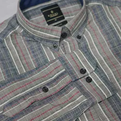 پیراهن آستین بلند  یقه دکمه دار طرحدار راه راه EQUAL