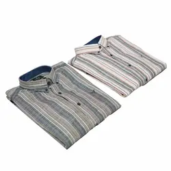 پیراهن آستین بلند  یقه دکمه دار طرحدار راه راه EQUAL