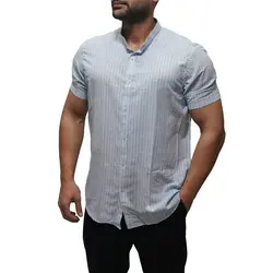 پیراهن آستین کوتاه یقه دیپلمات راه راه EQUAL