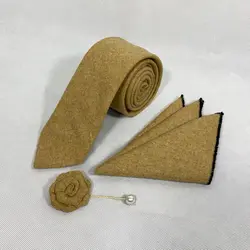کراوات پشمی ساده کرم3