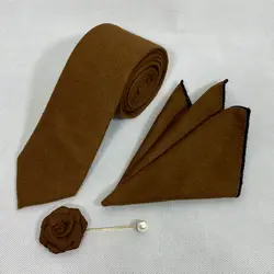 کراوات پشمی ساده قهوه ای2