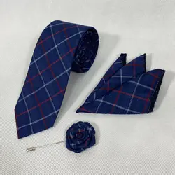 کراوات پشمی چهارخونه آبی4