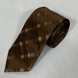 کراوات طرحدار هندسی قهوه ای1