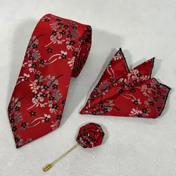 کراوات طرحدار گلدار زرشکی3