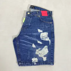 شلوارک جین آبی زاپ دار Dsquared