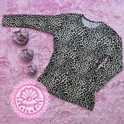 بلوز نخ پنبه ای استین بلند پلنگی