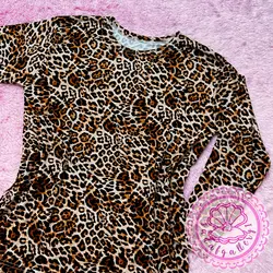 بلوز نخ پنبه ای استین بلند پلنگی