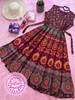 ساحلی نخ کتان هندی حلقه ای کلوش بادمجونی