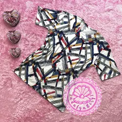 بلوز نخ پنبه ای استین کوتاه خطدار