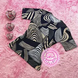 بلوز نخ پنبه ای استین کوتاه منحنی