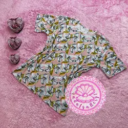 بلوز نخ پنبه ای استین کوتاه گلدار