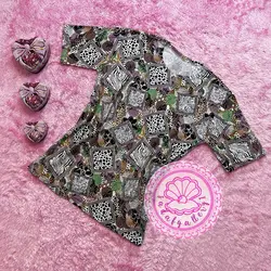 بلوز نخ پنبه ای استین کوتاه لوزی