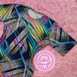 بلوز نخ پنبه ای استین کوتاه شبرنگی