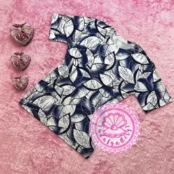 بلوز نخ پنبه ای استین کوتاه سرمه ای