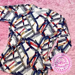 بلوز نخ پنبه ای استین بلند خطدار