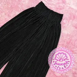 شلوار پلیسه ساتن ریز مشکی مجلسی