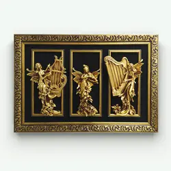 تابلو پلی استر فرشته طرح سه نوازنده | تابلو پلی استر طرح چنگ هارپ کد 0209