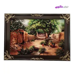 تابلو فرش مرغ و خروس (کوچه باغ) سایز 70*50 کد 15004