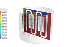 ماده تغییر فاز دهنده (PCM) در مبدل حرارتی پره دار پوسته و لوله، شبیه سازی با انسیس فلوئنت