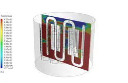 ماده تغییر فاز دهنده (PCM) در مبدل حرارتی پره دار پوسته و لوله، شبیه سازی با انسیس فلوئنت