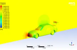 تولید صدا روی خودرو آئودی با و بدون اسپویلر، شبیه سازی با انسیس فلوئنت