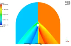 موج شوک روی آیرواسپایک، شبیه سازی با انسیس فلوئنت