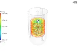 بیوراکتور تحریک شده توسط توربین راشتون، شبیه سازی با انسیس فلوئنت