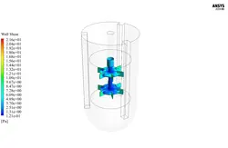 بیوراکتور تحریک شده توسط توربین راشتون، شبیه سازی با انسیس فلوئنت